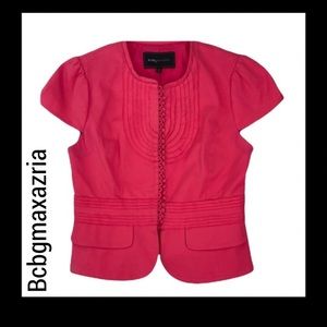 BCBGMAXAZRIA Pink button down crop blazer